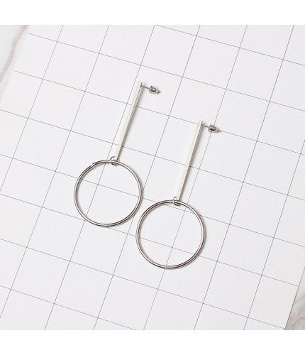 Silver Circle Drop Studs