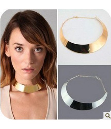 Gold Solid Statement Necklace
