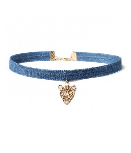 Denim Leopard Choker