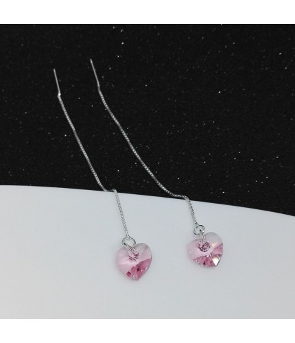 Pink Heart Drop Earrings
