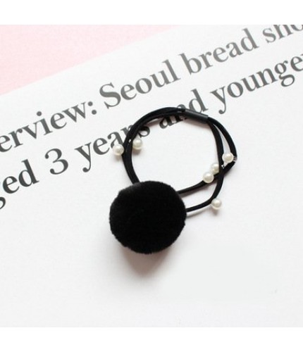 Fur ball pearl hair band black