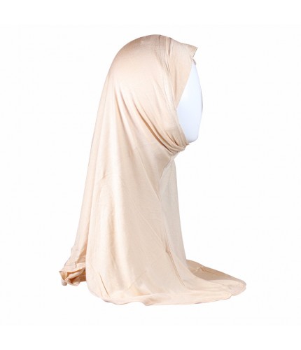 Khaki Two Piece Plain Ready to wear Hijab 