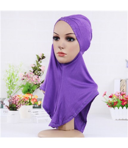 Purple Pinched Full Hijab Underscarf 