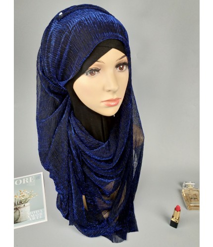 Navy Gold ct Plain Silk Hijab