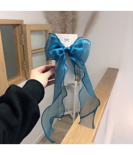 6# Blue Organza Bow Hair Clip Clearance