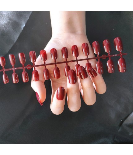 Tjp1077-Y15-B3 Light Burgundy Strip Fake Nails