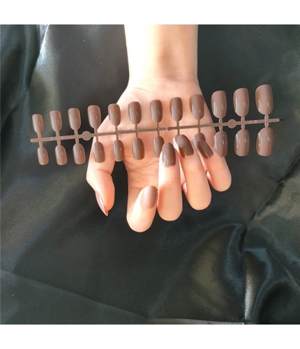 Tjp1077-Y5-B3 Light Coffee Color Strip Fake Nails Clearance