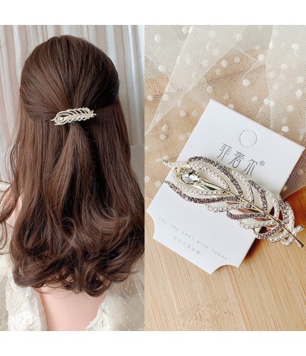 Pearl Rhinestone-Spring Clip Bird Ling Korean Style Hair Clip Clearance
