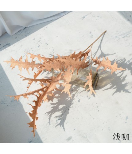 Single Sawtooth Leaf Light Coffee Artificial Flower Clearance