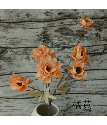 6 Peony Orange Artificial Flower Clearance