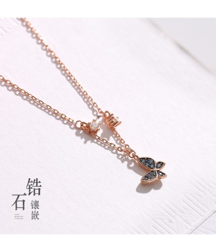 1146# Purple Butterfly Kstyle Necklace Clearance