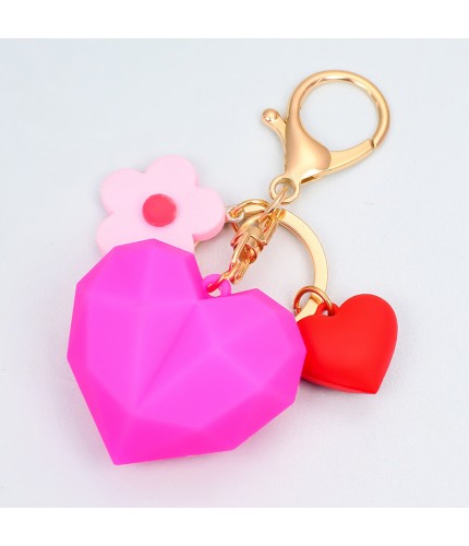 No. 04 Rose Red Geometric Heart Keyring