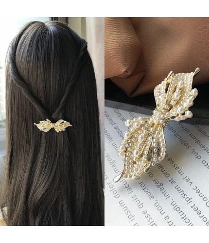 Pearl Leaf-Pearl Spring Clip Korean Style Hair Clip Clearance