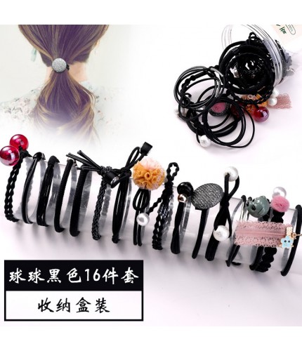 9# Ball Ball Black 16-Piece Set Hair Bands Clearance