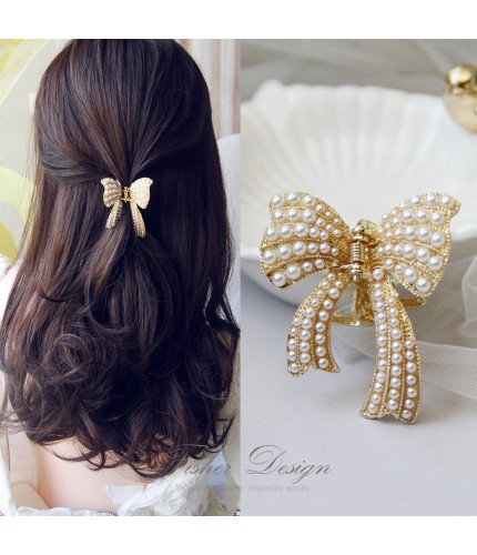 5Cm-Medium-Elegant Pearl Clamp Korean Style Hair Grip Clamp Clearance