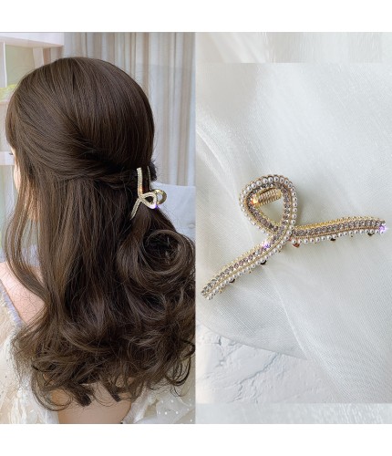 7Cm-Small S Pearl Rhinestone Gripping Clip Korean Style Hair Grip Clamp Clearance