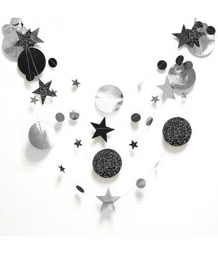 4 Meters Long Star Round Black And 1 Silver Garland Pendant