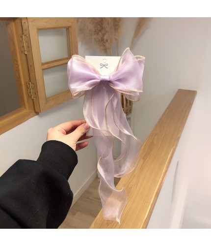 8# Purple Phnom Penh Organza Bow Hair Clip Clearance