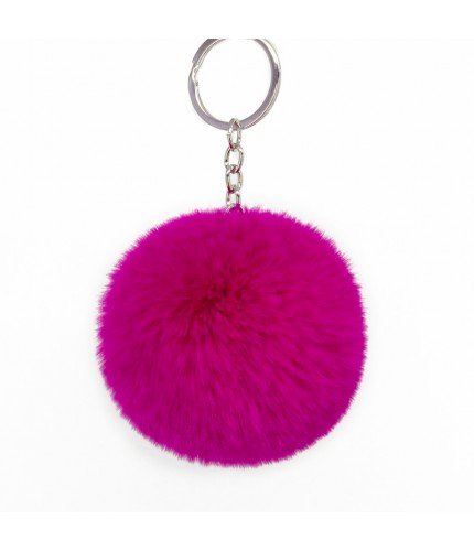 Rose Red 8cm Pompom Faux Fur Keyring