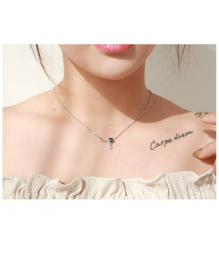 0022# Blue Aurora Korean style Necklace Clearance