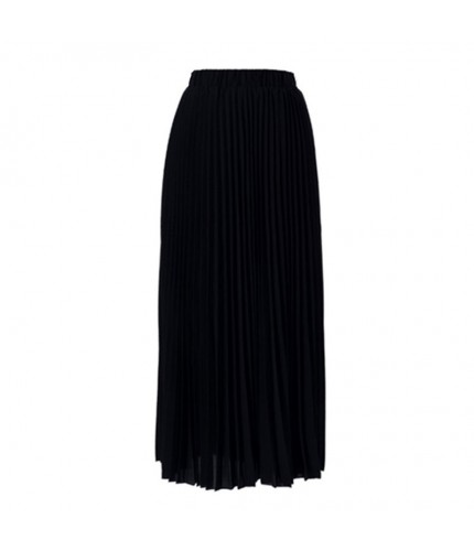 Black Pleated Flair Maxi Skirt M/L 