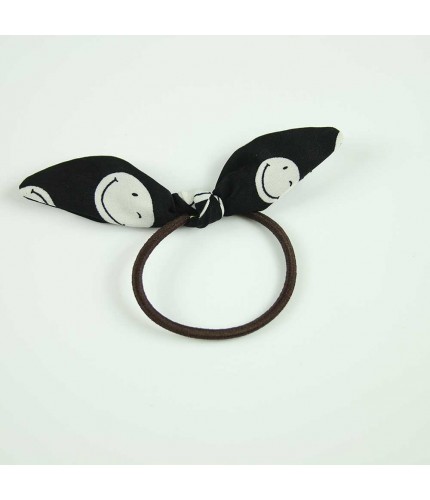 Black Smiley Bunny Ear Hairband