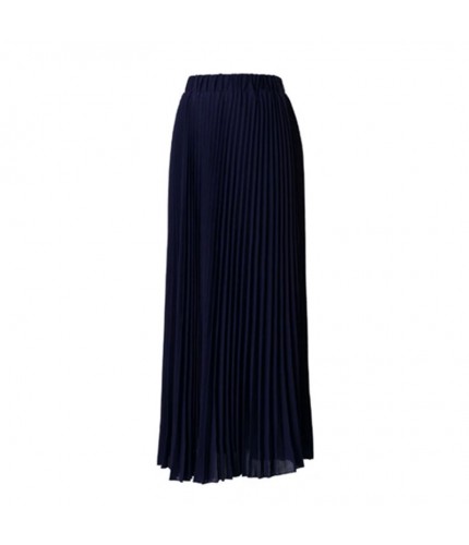 Dark Blue Pleated Flair Maxi Skirt XL/XXL 