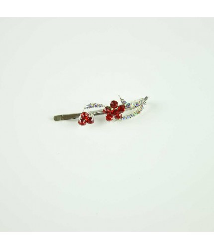 Maroon floral crystal hairpin