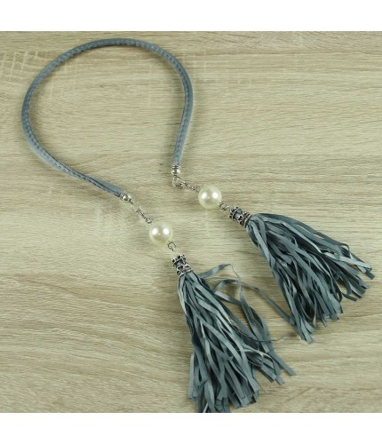 Smokey Blue long tassel headband