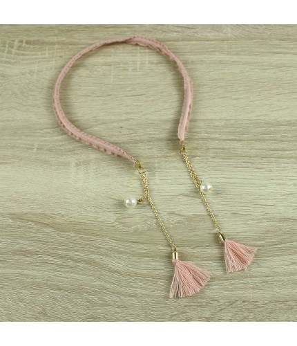 Pink pearl chain headband