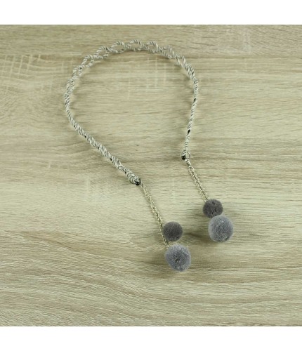 Grey pompom headbands