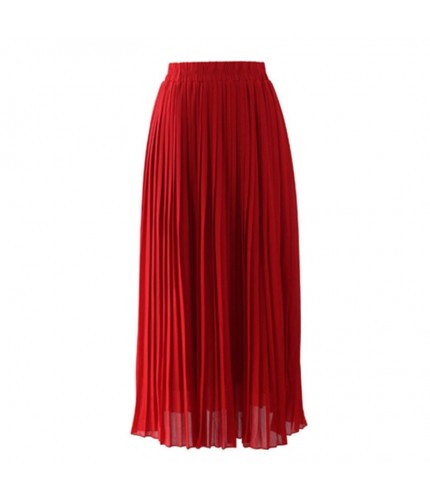 Red Pleated Flair Maxi Skirt XL/XXL 