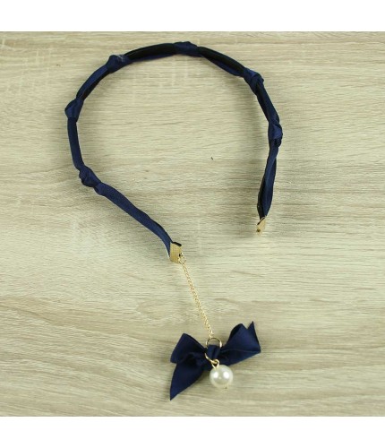 Navy solo bow headband