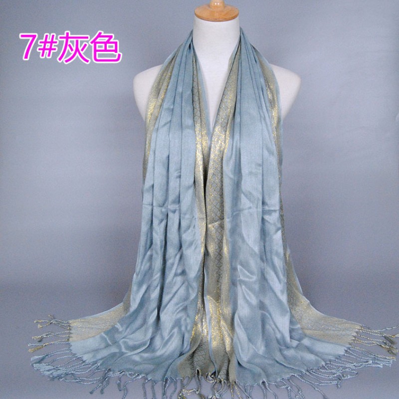 Gray Gold Print Cotton Hijab