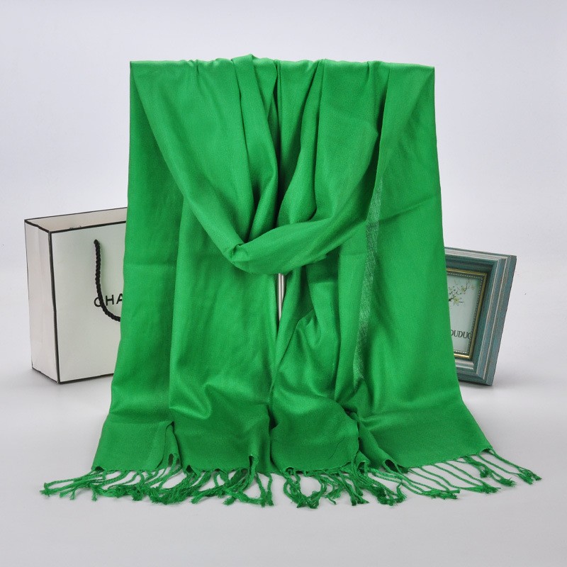 Green Plain Cotton Satin Pashmina Hijab Clearance