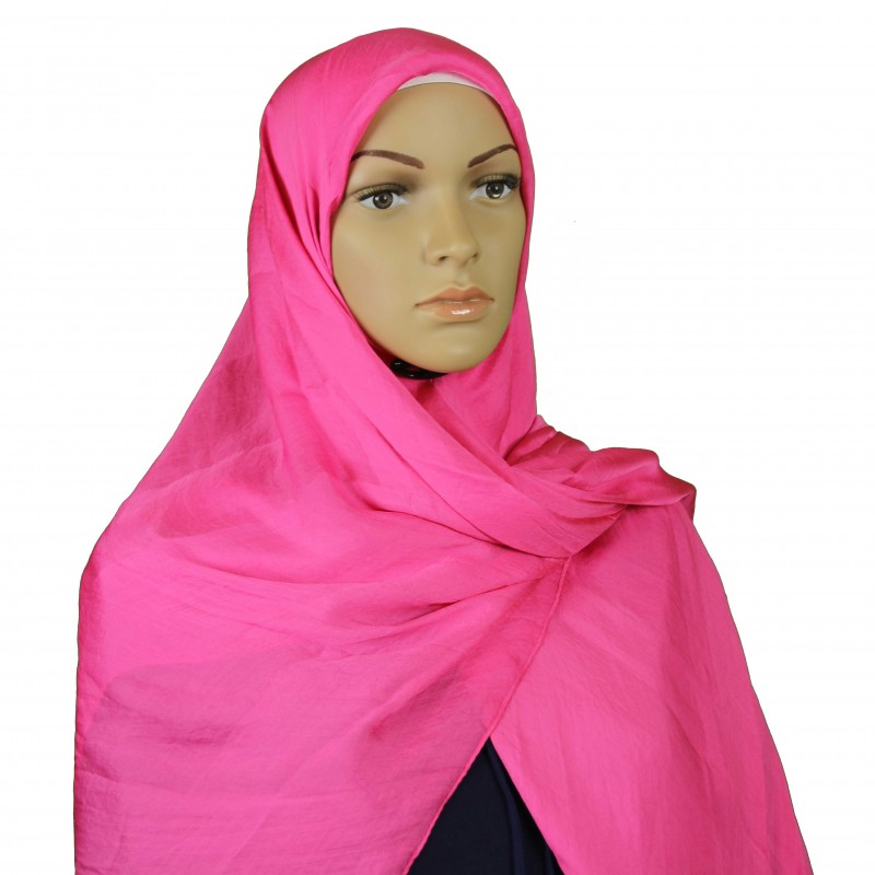 Hot Pink Silk Maxi Square Hijab Clearance