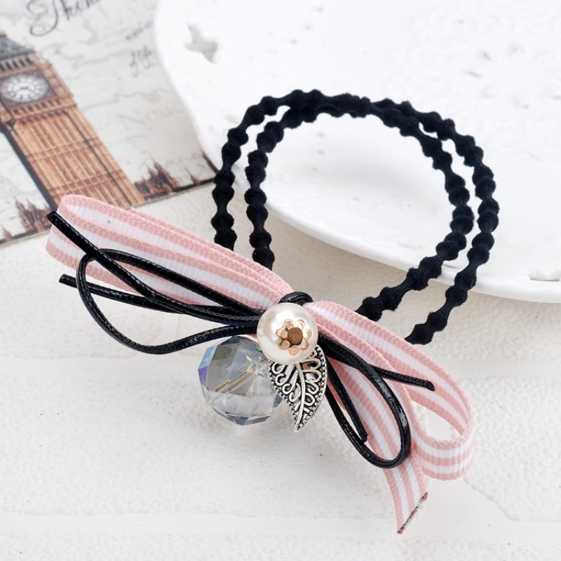 Pink Pearl Crystal Bow Hairband