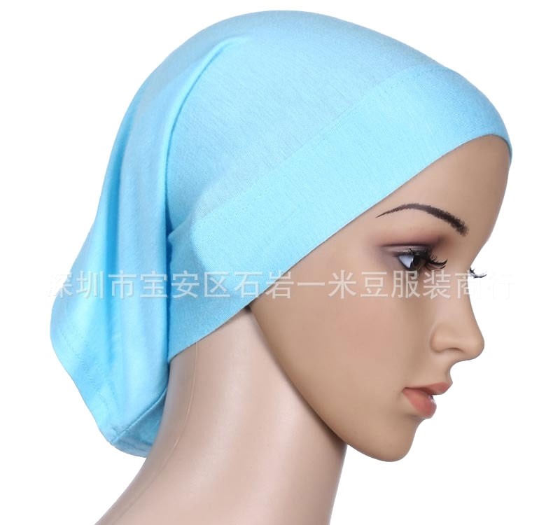 Blue cornflower Mercerised Cotton Tube Hijab Cap 