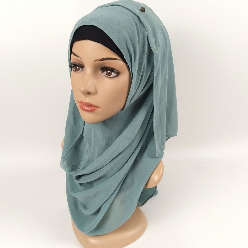 Light Teal Premium Chiffon Instant Hijab 