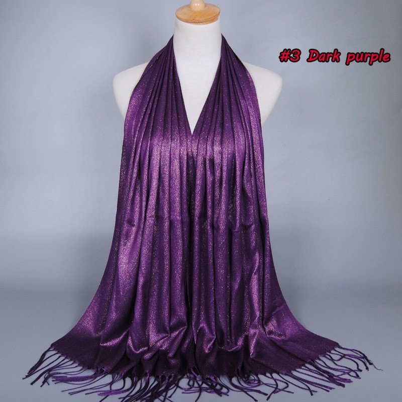 deep purple Gold Shimmer Cotton Hijab Clearance