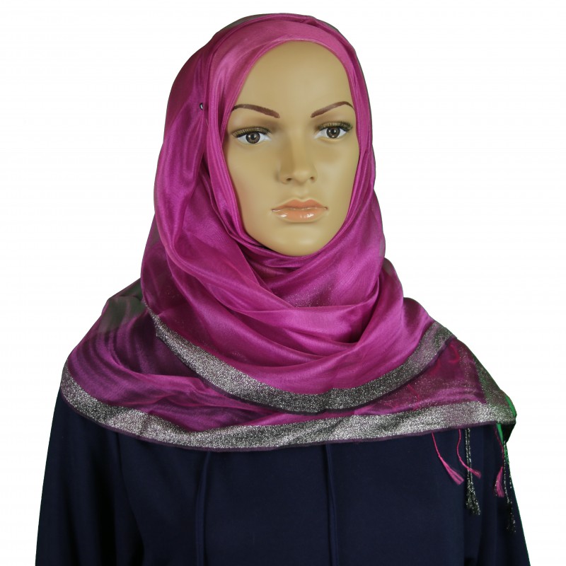Magenta Shimmer Silk Hijab