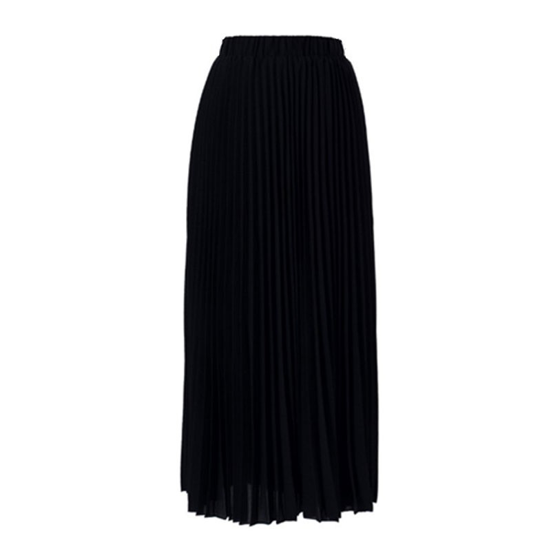 Black Pleated Flair Maxi Skirt M/L 