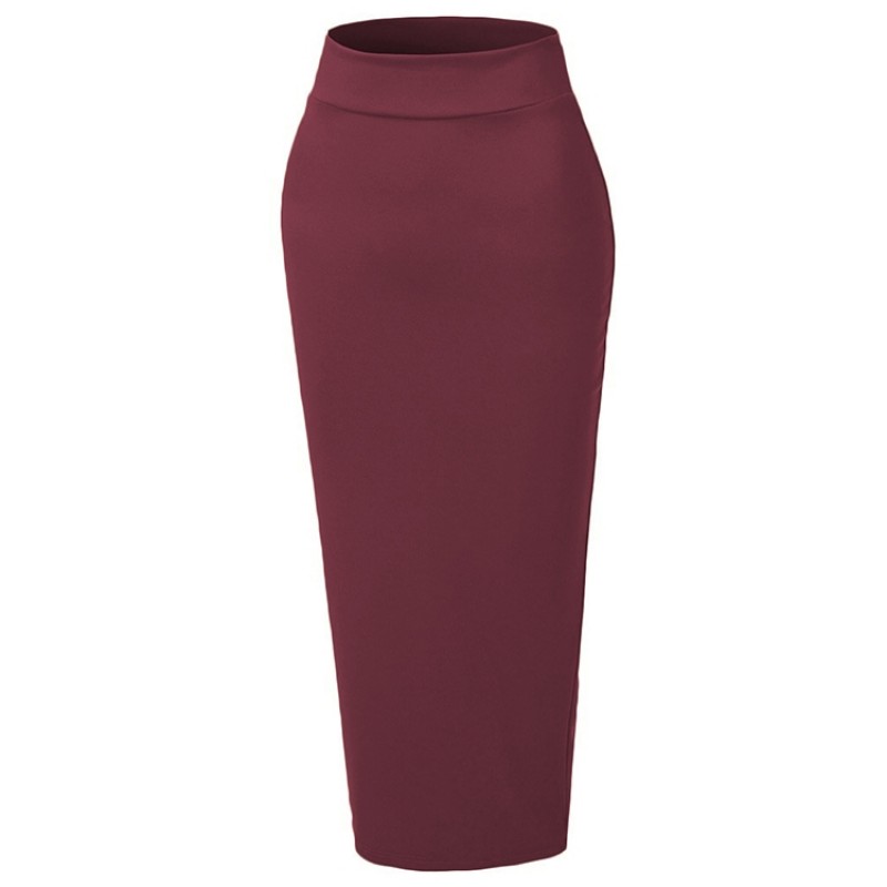 Wine Red Knitted Wool Step Skirt XL/XXL 