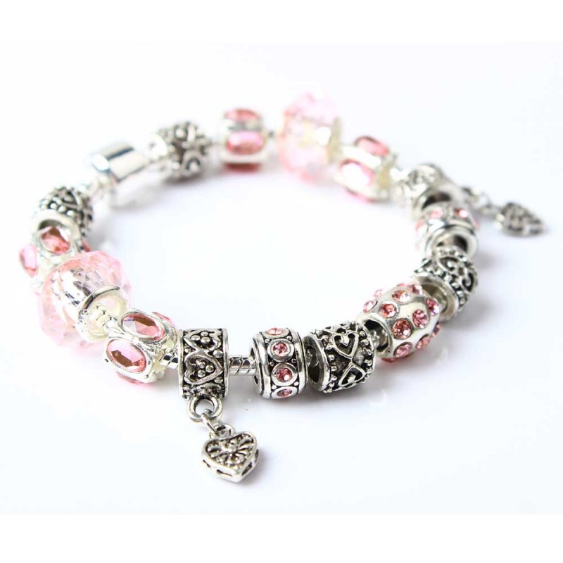 Pink Hearts Charm Bracelet