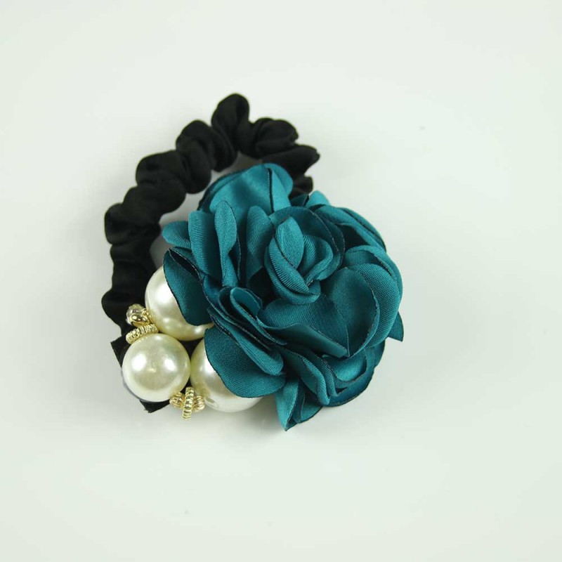 Teal rose three pearl hairband