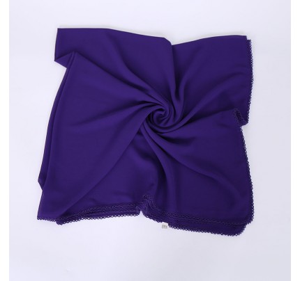 sapphire purple Crumpled Chiffon Square Hijab