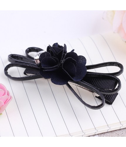 Navy Blue Crystal Floral Hair Clip