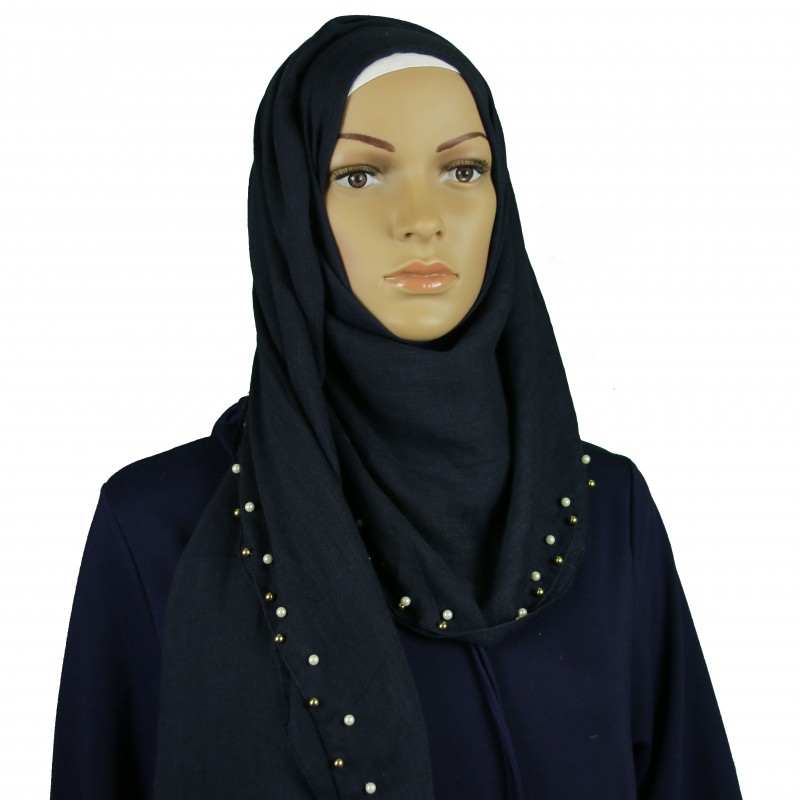 Navy Pearl Mix Hijab