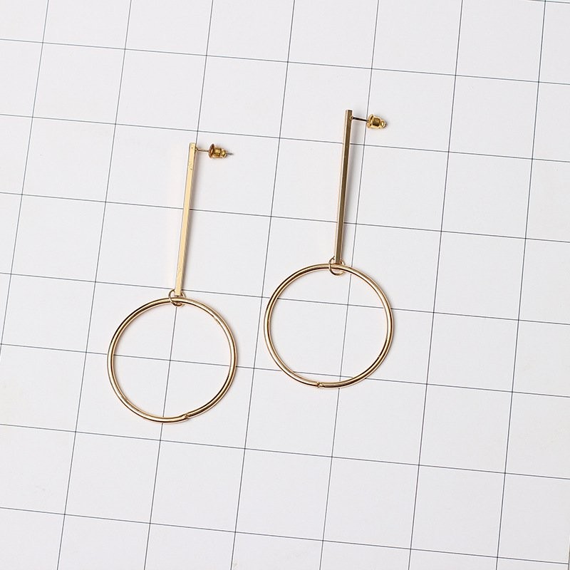 Gold Circle Drop Studs