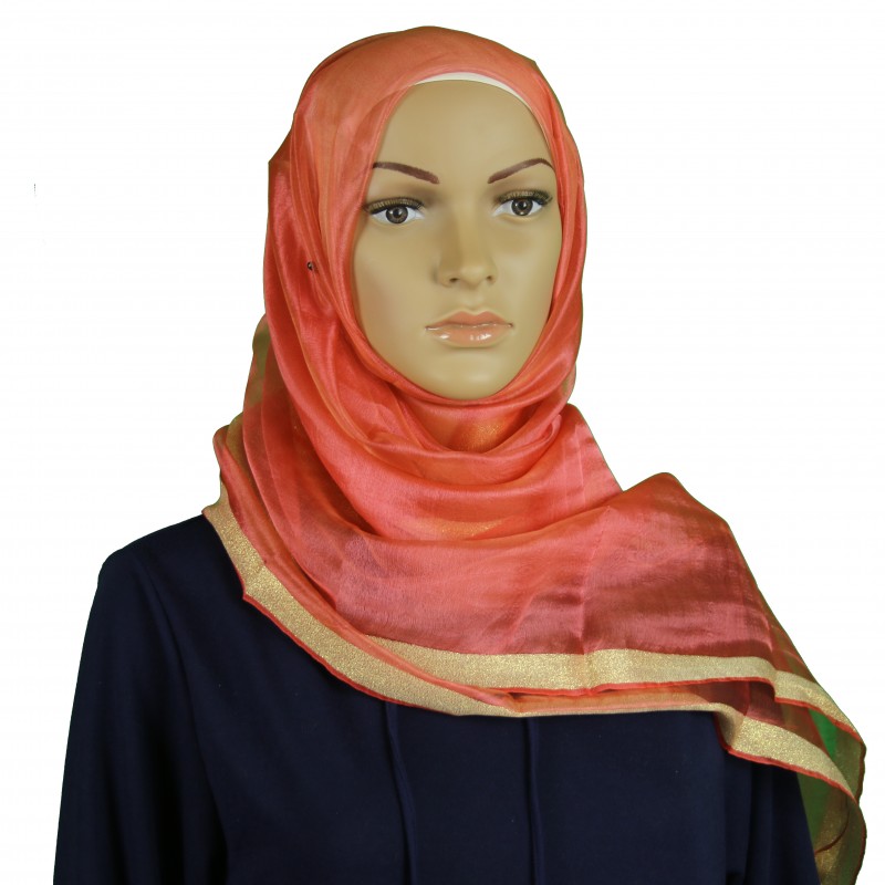 Salmon Shimmer Silk Hijab